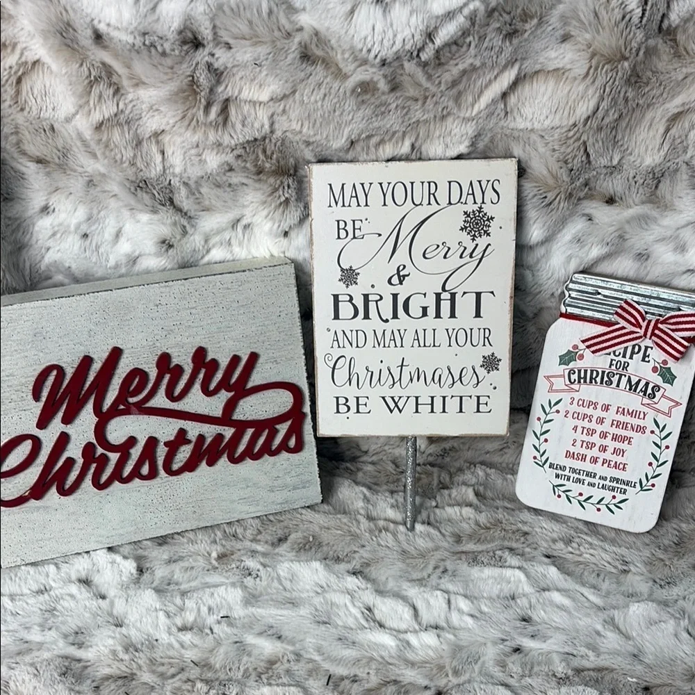 Festive Holiday Sign Set - Red and White